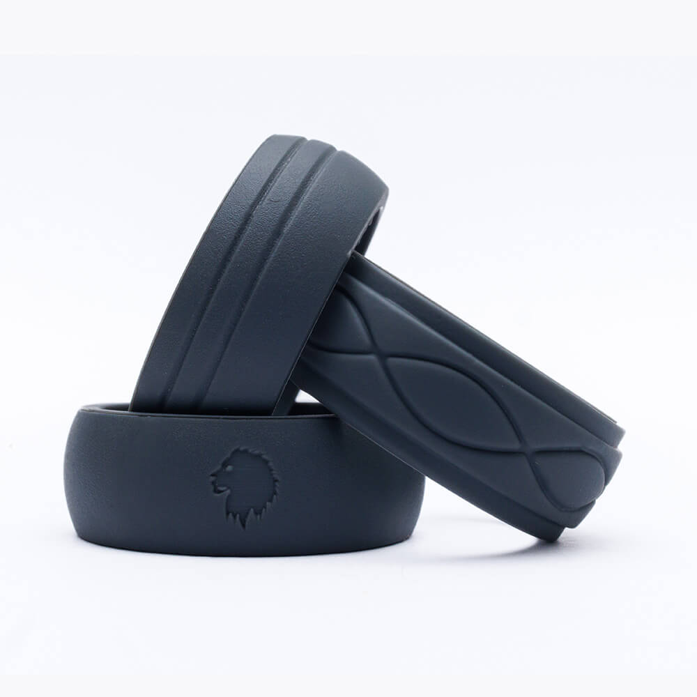 Grey Steel - Set of 3 men's silicone rings