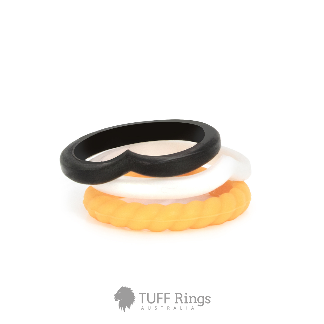 Black and yellow silicone ring deals