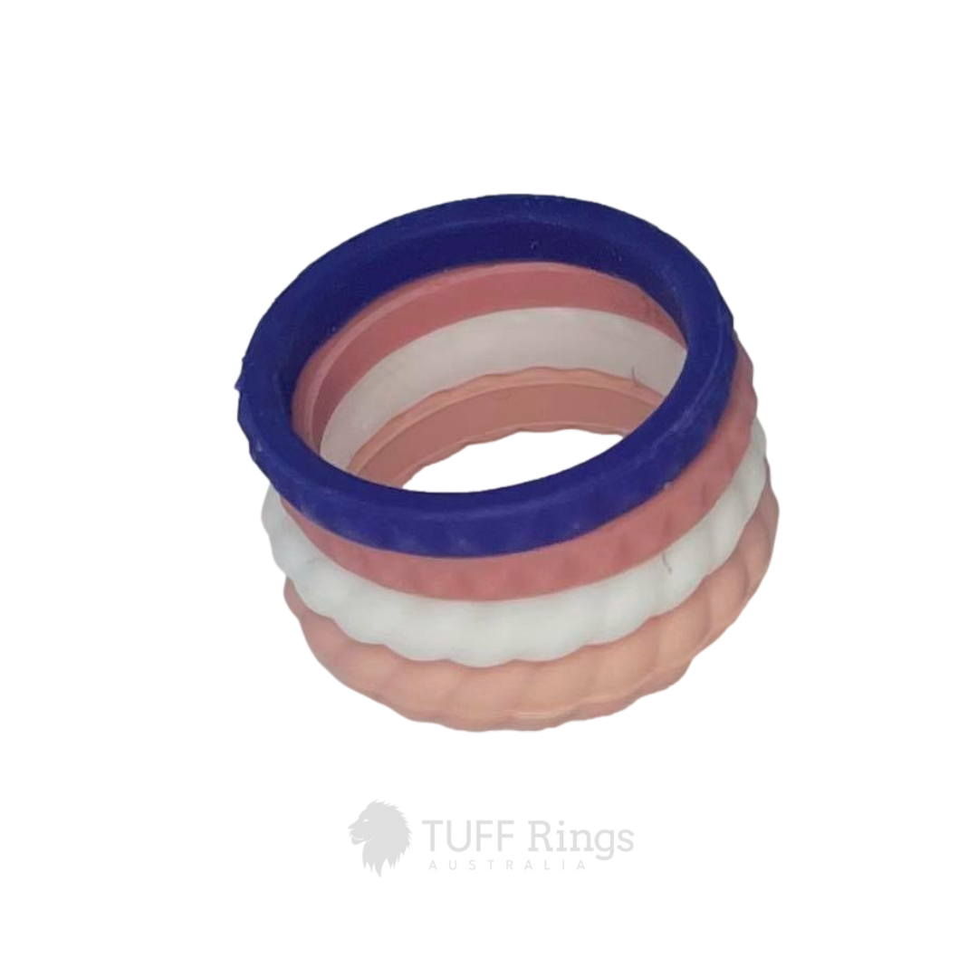 The 'TUFF Mum' Stackable Silicone Ring Set | Pink or Blue