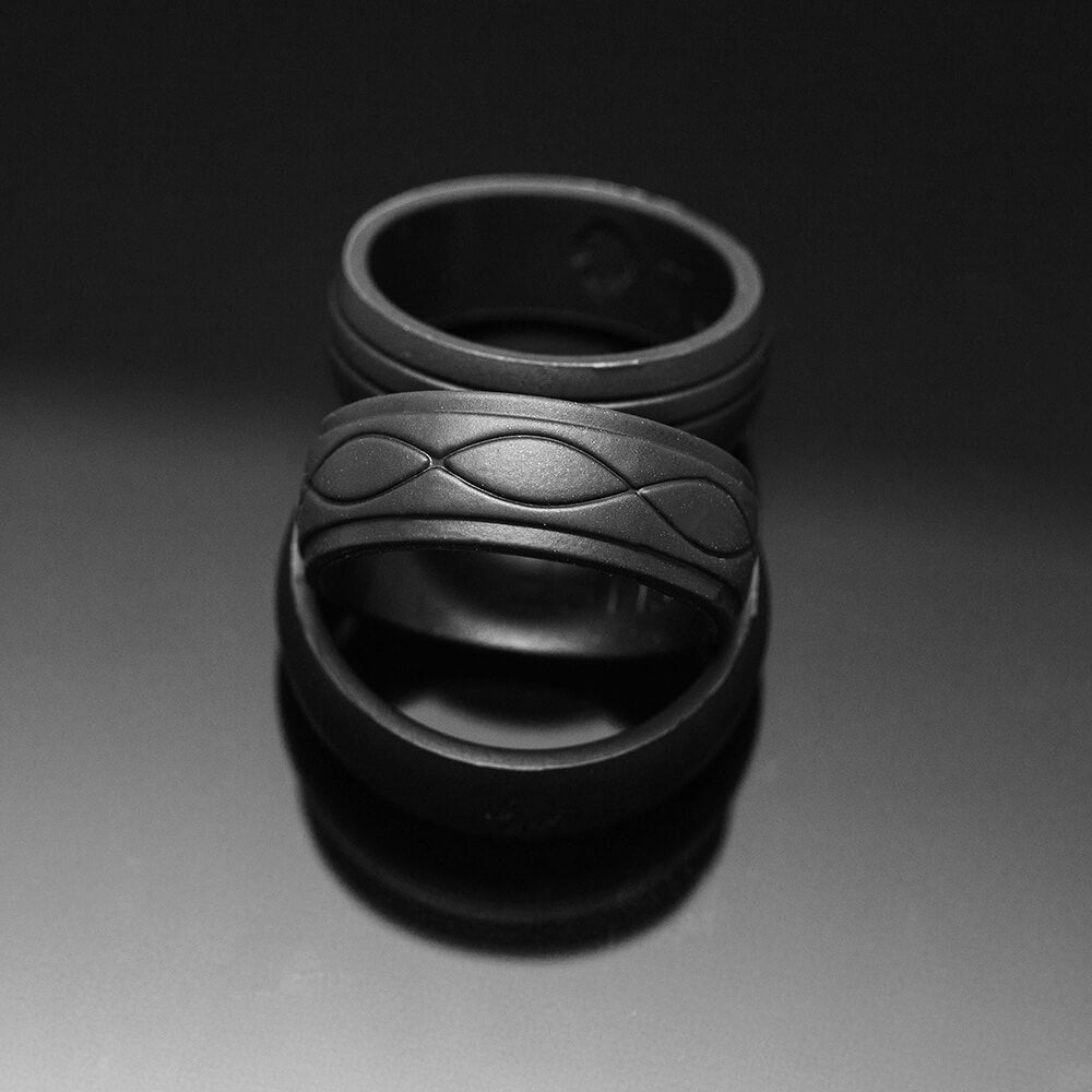 All Blacks - Set of 3 men's silicone rings